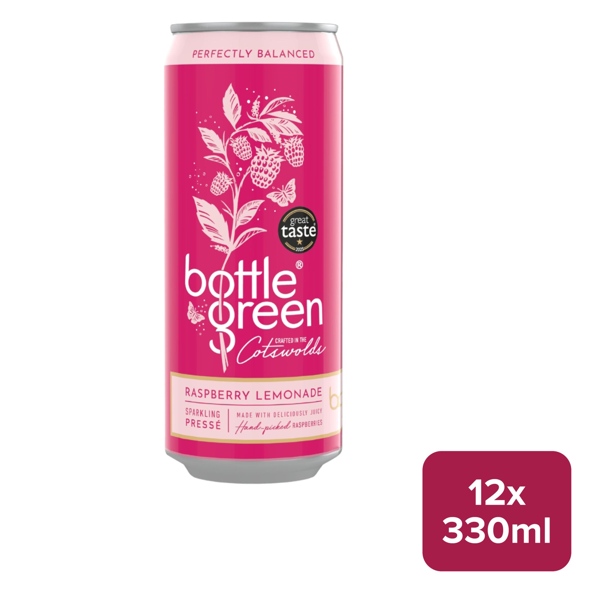 Bottle Green Raspberry Lemonade Sparkling Presse 12 x 330ml Can