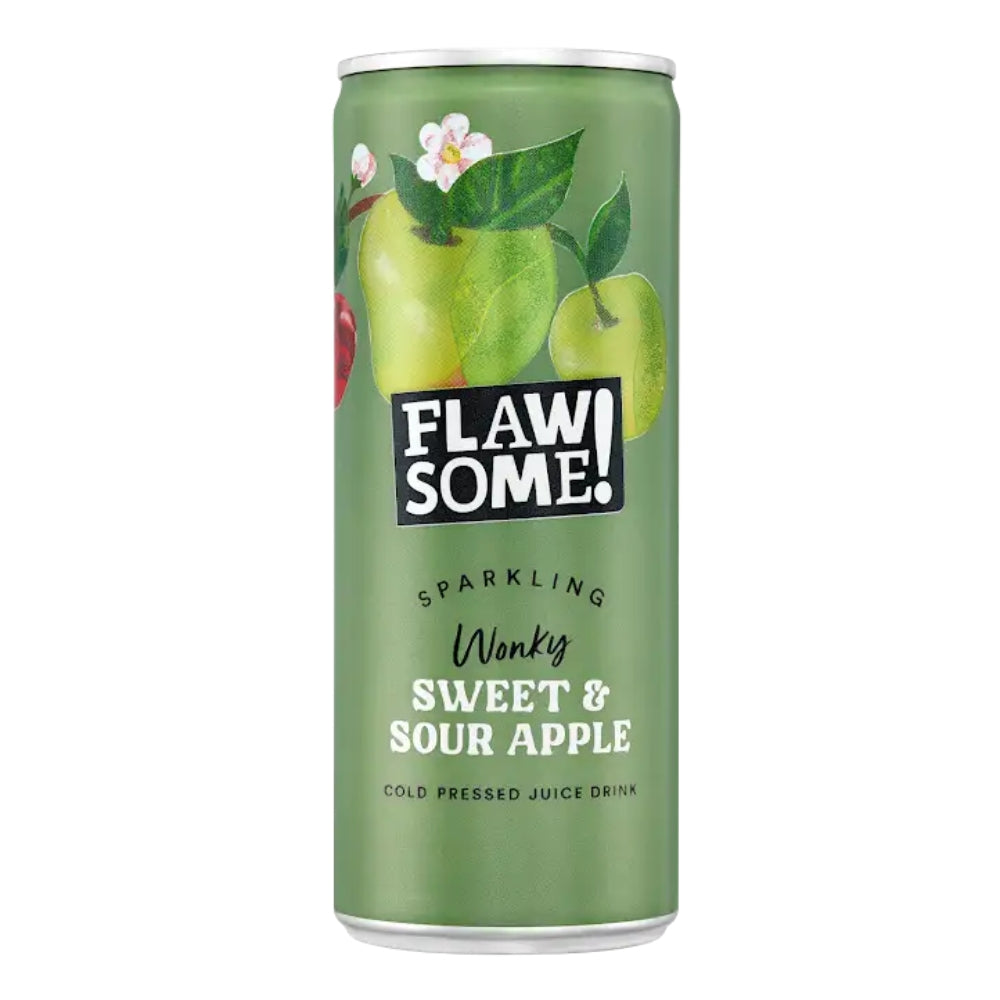 Flawsome! Sweet & Sour Apple Lightly Sparkling Juice Drink 24 x 250ml Can