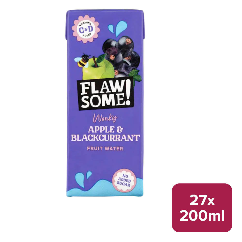 Flawsome! Apple & Blackcurrant Wonky Fruit Water 27 x 200ml Carton