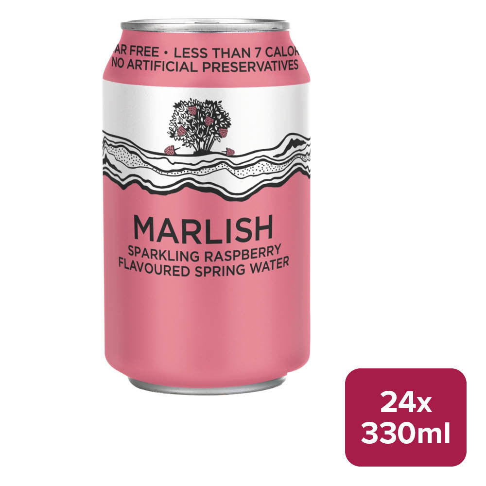 Marlish Sparkling Raspberry Water (Sugar Free) 24 x 330ml Can