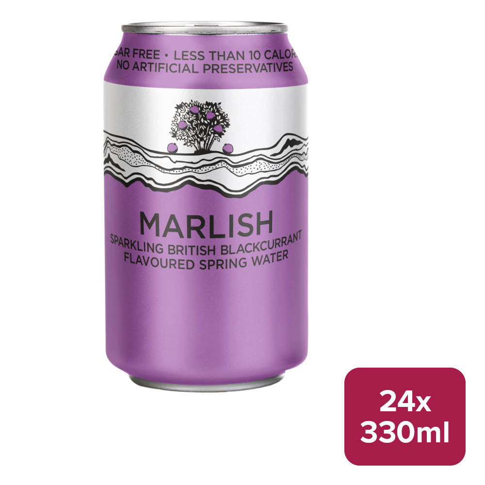 Marlish Sparkling Blackcurrant Water 24 x 330ml Can
